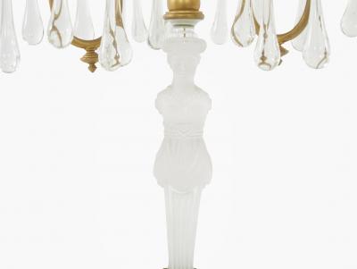 Late 19th Century Gilt Bronze Cut Crystal Candelabras a Pair