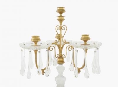Late 19th Century Gilt Bronze Cut Crystal Candelabras a Pair
