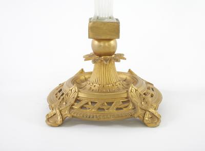 Late 19th Century Gilt Bronze Cut Crystal Candelabras a Pair