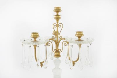 Late 19th Century Gilt Bronze Cut Crystal Candelabras a Pair