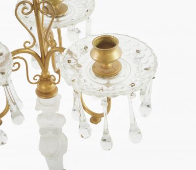 Late 19th Century Gilt Bronze Cut Crystal Candelabras a Pair