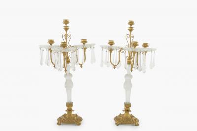 Late 19th Century Gilt Bronze Cut Crystal Candelabras a Pair