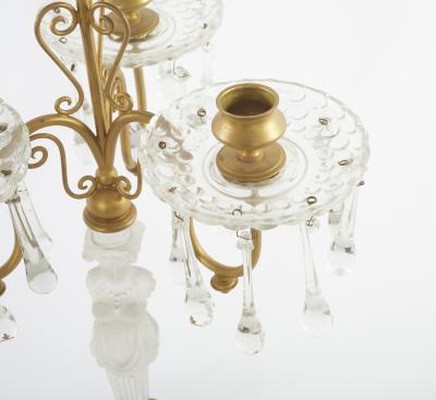 Late 19th Century Gilt Bronze Cut Crystal Candelabras a Pair