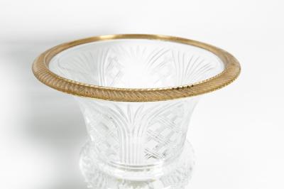 Late 19th Century Gilt Bronze Cut Glass Vases Centerpieces