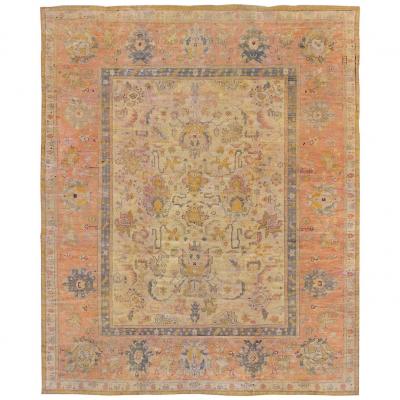 Late 19th Century Handwoven Oushak Rug