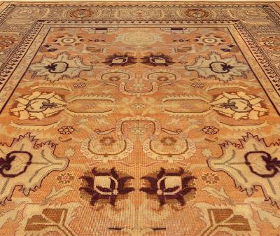 Late 19th Century Indian Amritsar Botanic Handmade Wool Rug