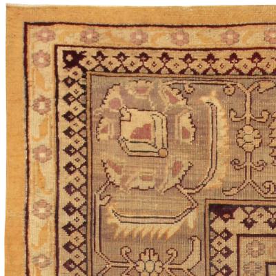 Late 19th Century Indian Amritsar Botanic Handmade Wool Rug