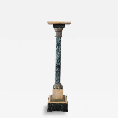 Late 19th Century Italian Napoleon III Antique Column in Green and Yellow Marble