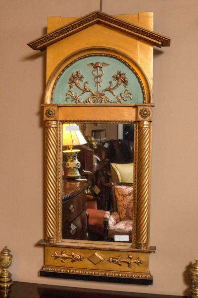 Late 19th Century Italian Neoclassical Paint Decorated Pier Mirror