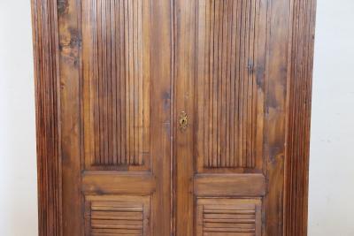 Late 19th Century Italian Solid Poplar Wood Small Antique Wardrobe Armoire