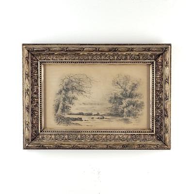 Late 19th Century Landscape Drawing Probably American