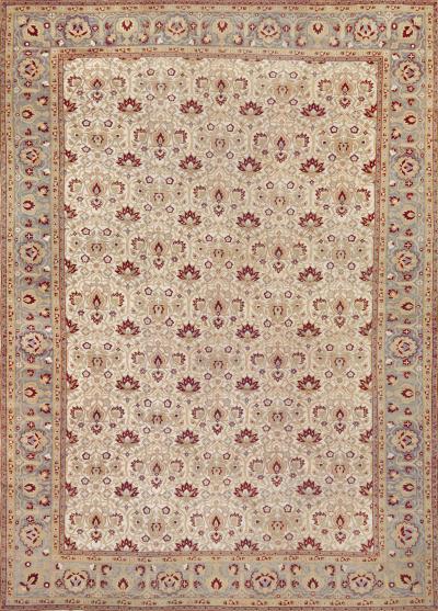 Late 19th Century Large Handwoven Agra Wool Rug