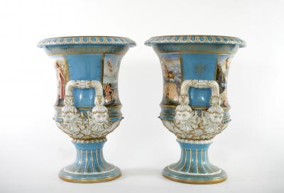Late 19th Century Large Sevres Porcelain Campana a Pair