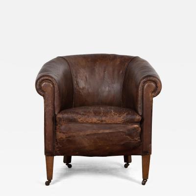 Late 19th Century Leather Library Chair