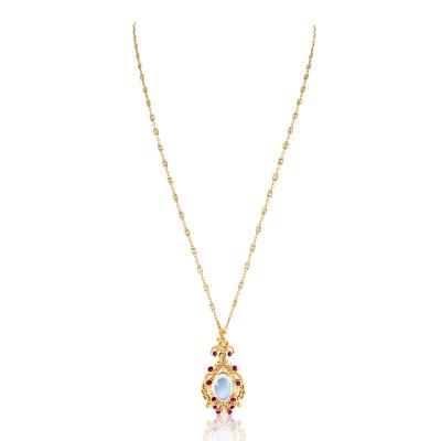 Late 19th Century Moonstone Ruby and Gold Pendant