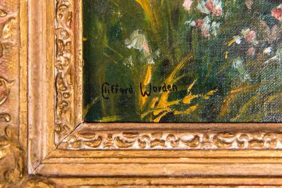 Late 19th Century Pair Oil Painting Giltwood Frame