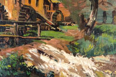 Late 19th Century Pair Oil Painting Giltwood Frame