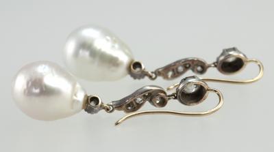Late 19th Century Pearl and Diamond Earrings