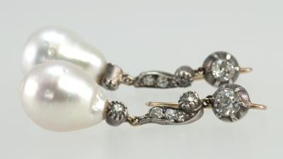 Late 19th Century Pearl and Diamond Earrings