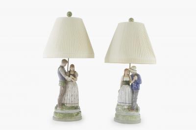 Late 19th Century Royal Copenhagen Porcelain Lamps Set of 2
