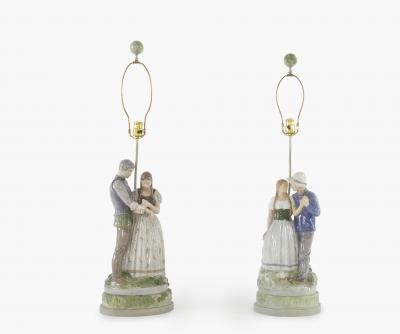 Late 19th Century Royal Copenhagen Porcelain Lamps Set of 2