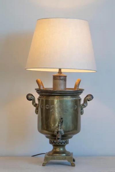 Late 19th Century Russian Brass Samovar Lamp
