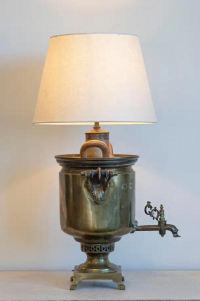 Late 19th Century Russian Brass Samovar Lamp