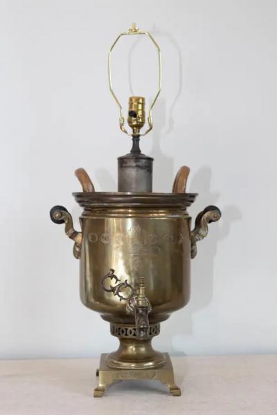 Late 19th Century Russian Brass Samovar Lamp