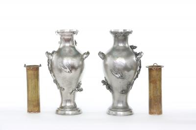 Late 19th Century Silver Plated Pair Vases Urns