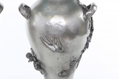 Late 19th Century Silver Plated Pair Vases Urns