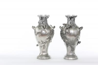 Late 19th Century Silver Plated Pair Vases Urns