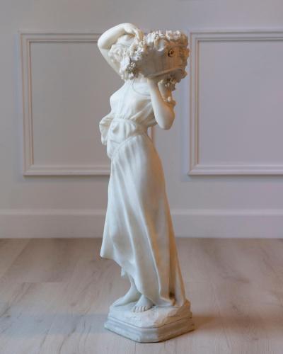 Late 19th Early 20th Century Volterra Alabaster Figure of a Flower Girl