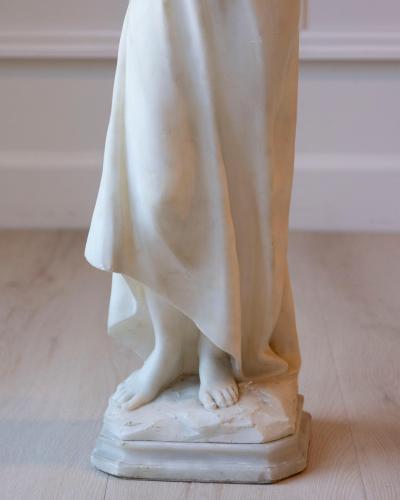 Late 19th Early 20th Century Volterra Alabaster Figure of a Flower Girl