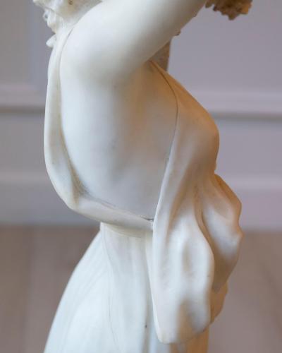 Late 19th Early 20th Century Volterra Alabaster Figure of a Flower Girl