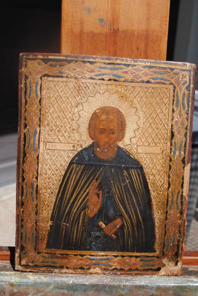 Late 19th c Russian wood Panel Icon