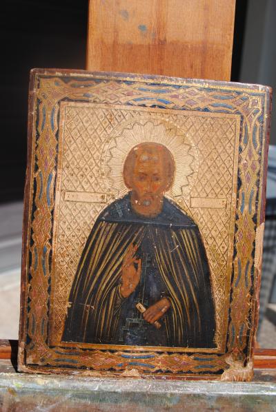 Late 19th c Russian wood Panel Icon