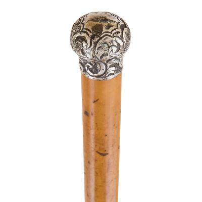 Late 19th century Arts Crafts style silver mounted walking stick