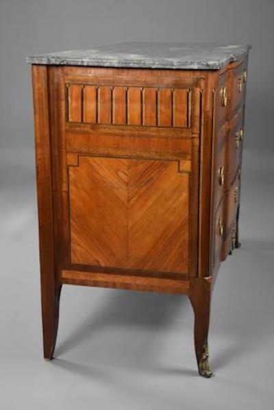 Late 19th century French Louis XVI style tulipwood breakfront commode