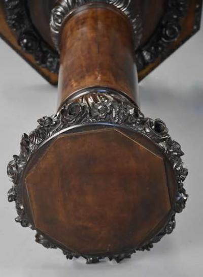 Late 19th century finely carved birch pedestal of large proportions