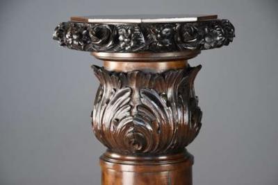 Late 19th century finely carved birch pedestal of large proportions