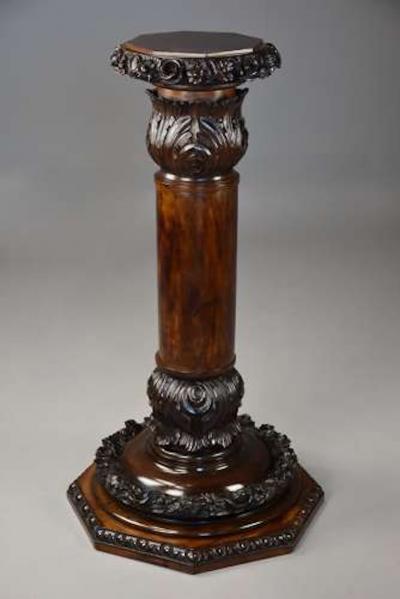 Late 19th century finely carved birch pedestal of large proportions