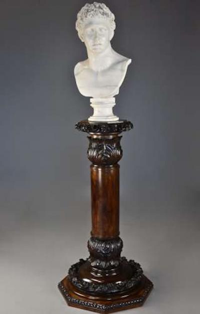 Late 19th century finely carved birch pedestal of large proportions