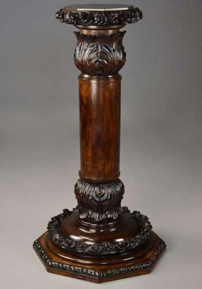 Late 19th century finely carved birch pedestal of large proportions
