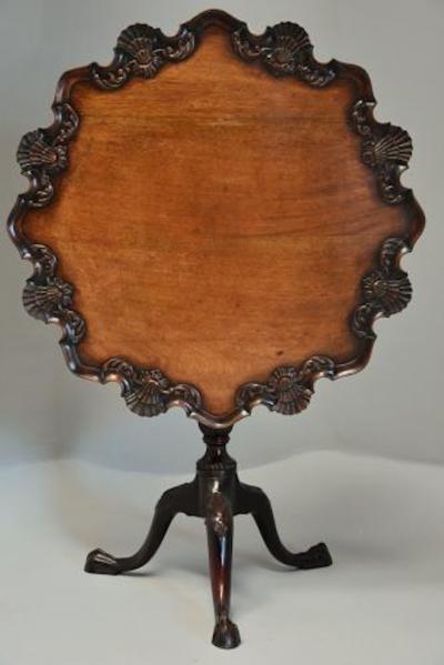 Late 19thc Chippendale style mahogany piecrust tilt top tea table