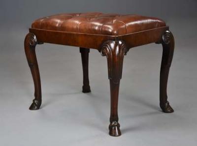 Late 19thc walnut cabriole leg stool in the Queen Anne style