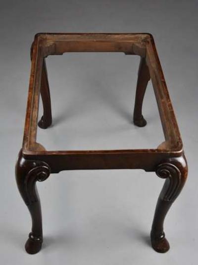 Late 19thc walnut cabriole leg stool in the Queen Anne style
