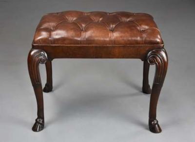 Late 19thc walnut cabriole leg stool in the Queen Anne style
