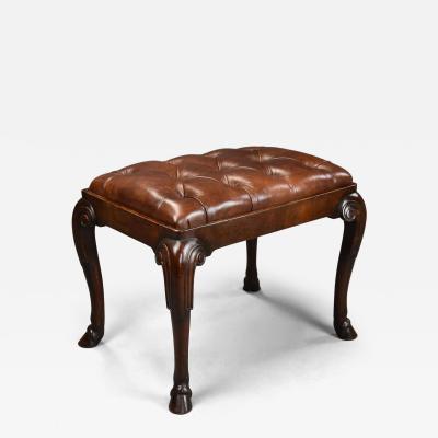 Late 19thc walnut cabriole leg stool in the Queen Anne style