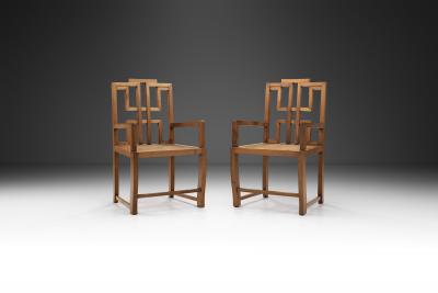 Late 20th Century Anglo Chinese Chairs with Caned Seats Europe 1980s