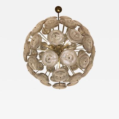 Late 20th Century Brass Transparent Rusticated Glass Sputnik Chandelier